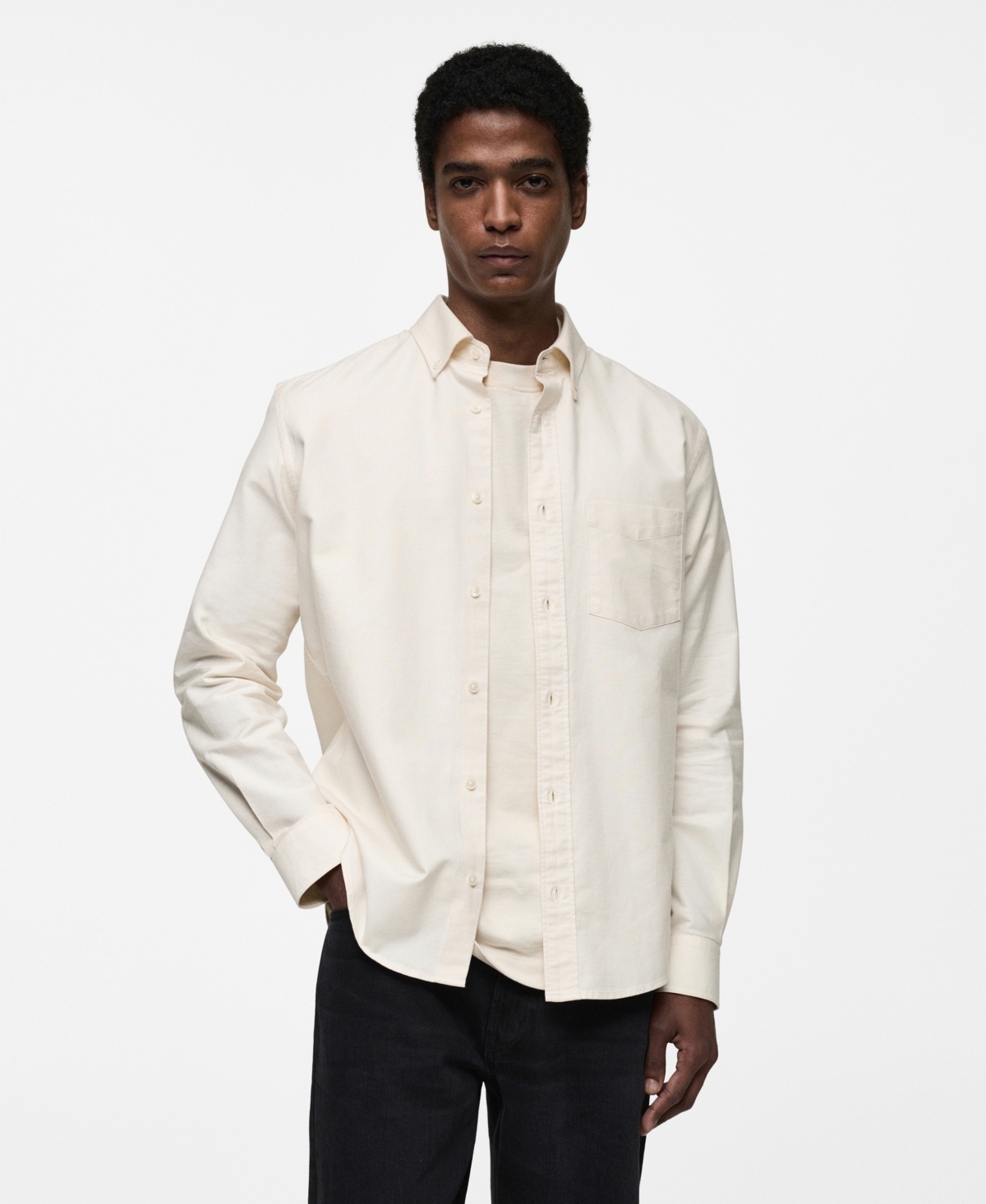 Men's Cotton Oxford Shirt - Brown