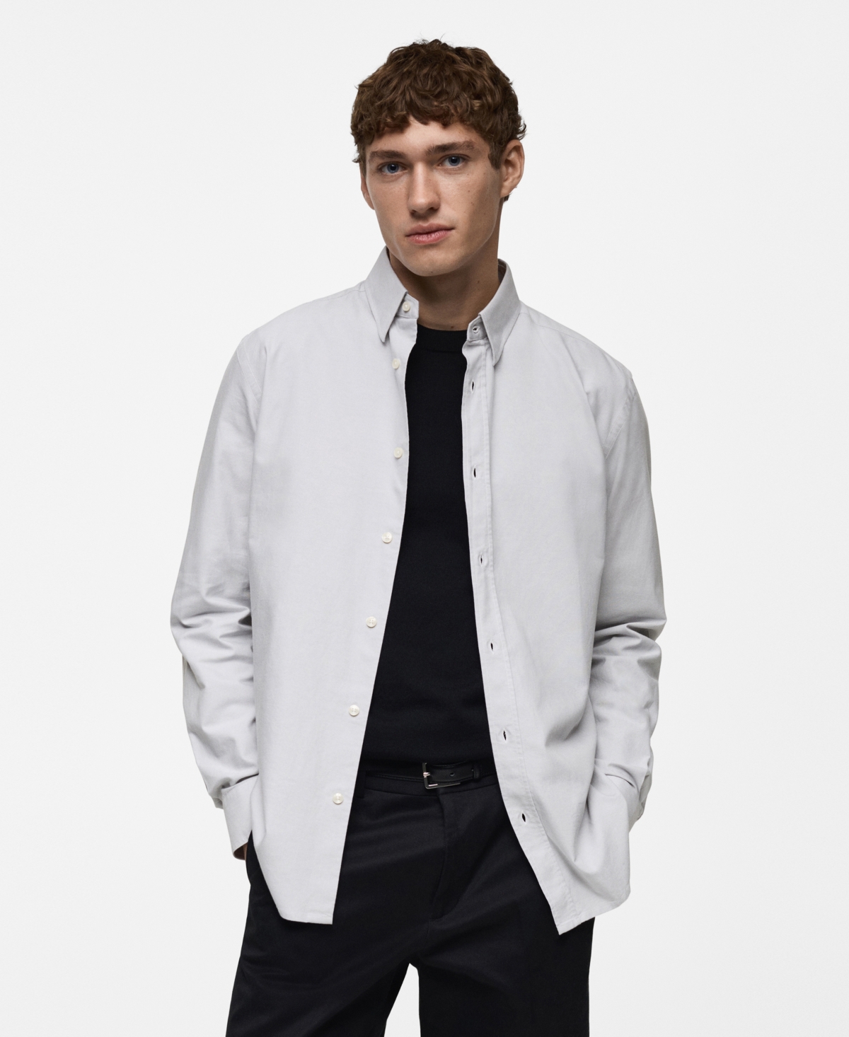 Men's Regular-Fit Oxford Shirt - Gray