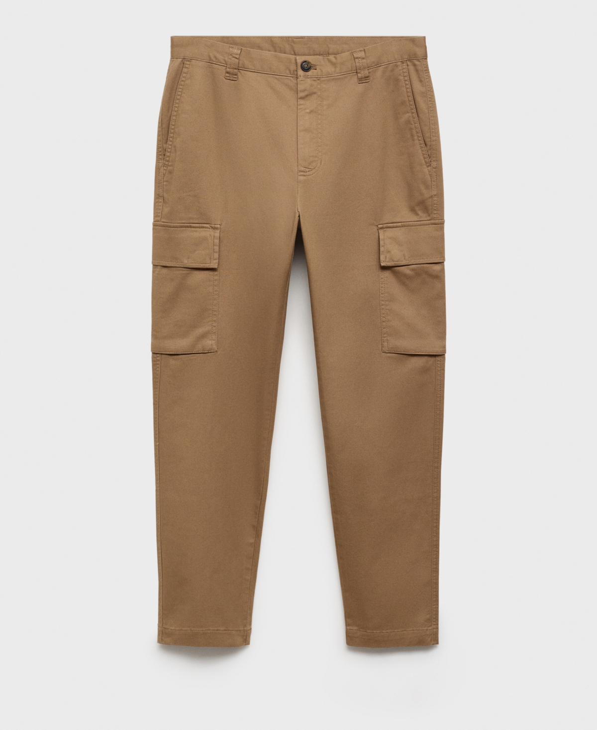 Mango Regular Fit Flat Front Twill Cargo Pants In Medium Brown