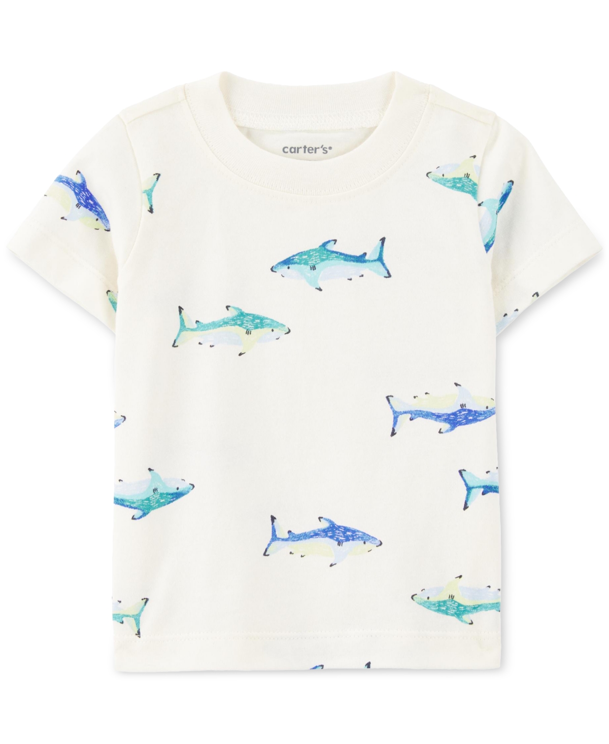 Carter's Baby Boys Shark-print T-shirt & Shortall, 2 Piece Set In Gray