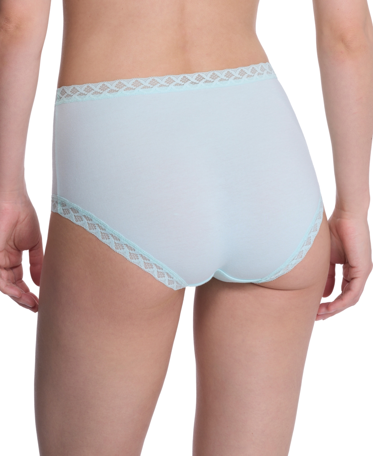 Natori Bliss Lace-trim High Rise Cotton Brief 755058 In Whipped Mint