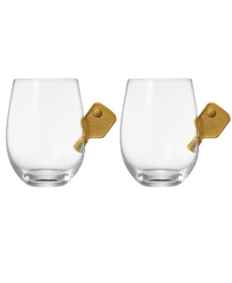 Crystal Pickleball Stemless Wine Glasses, Set of 2