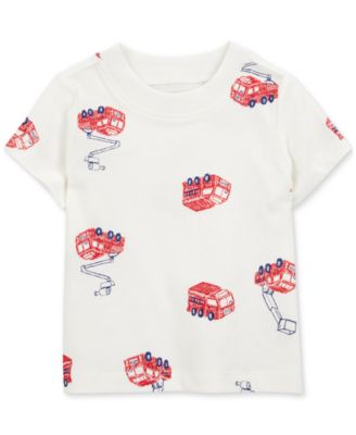 Baby Boys 2-Pc. Cotton Fire Truck T-Shirt & Chambray Shortall Set