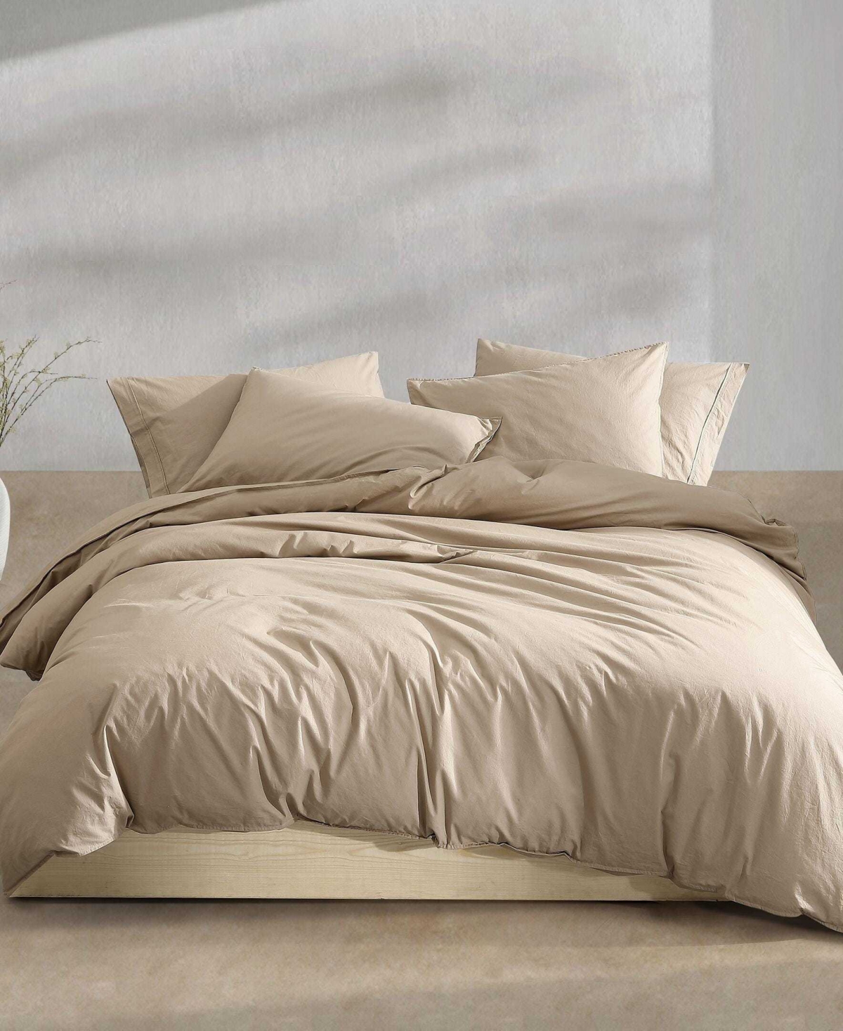 Calvin Klein Washed Percale Solid 2-pc. Comforter Set, Twin/twin Xl In Camel Brown