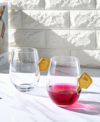 Crystal Pickleball Stemless Wine Glasses, Set of 2