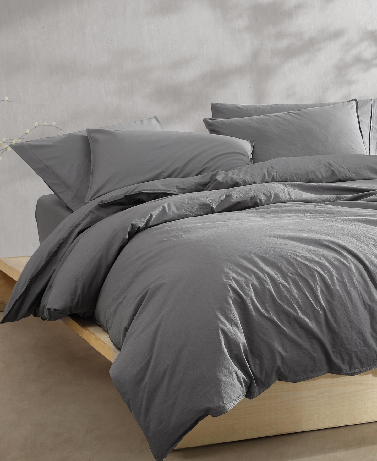 Shop Calvin Klein Washed Percale Solid 2-pc. Comforter Set, Twin/twin Xl In Graphite