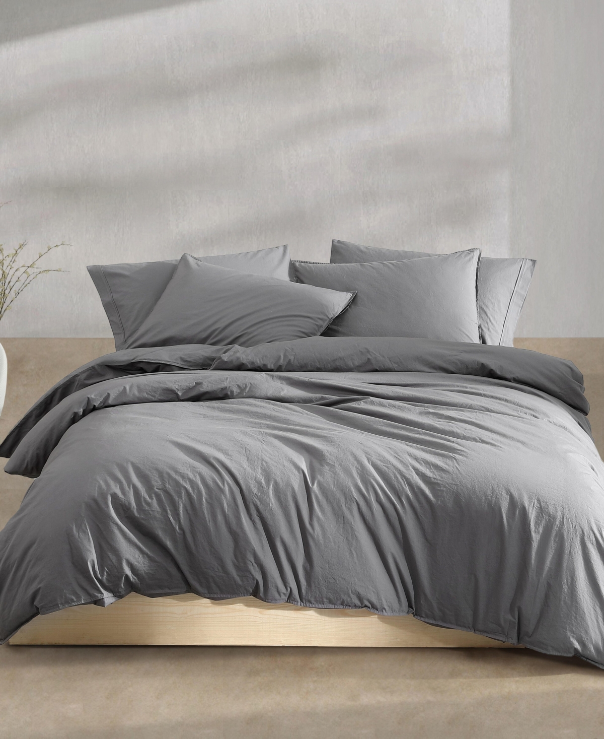 Shop Calvin Klein Washed Percale Solid 2-pc. Comforter Set, Twin/twin Xl In Graphite