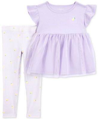 Carter's - Baby Girls Lemon Tulle Top & Leggings, 2 Piece Set