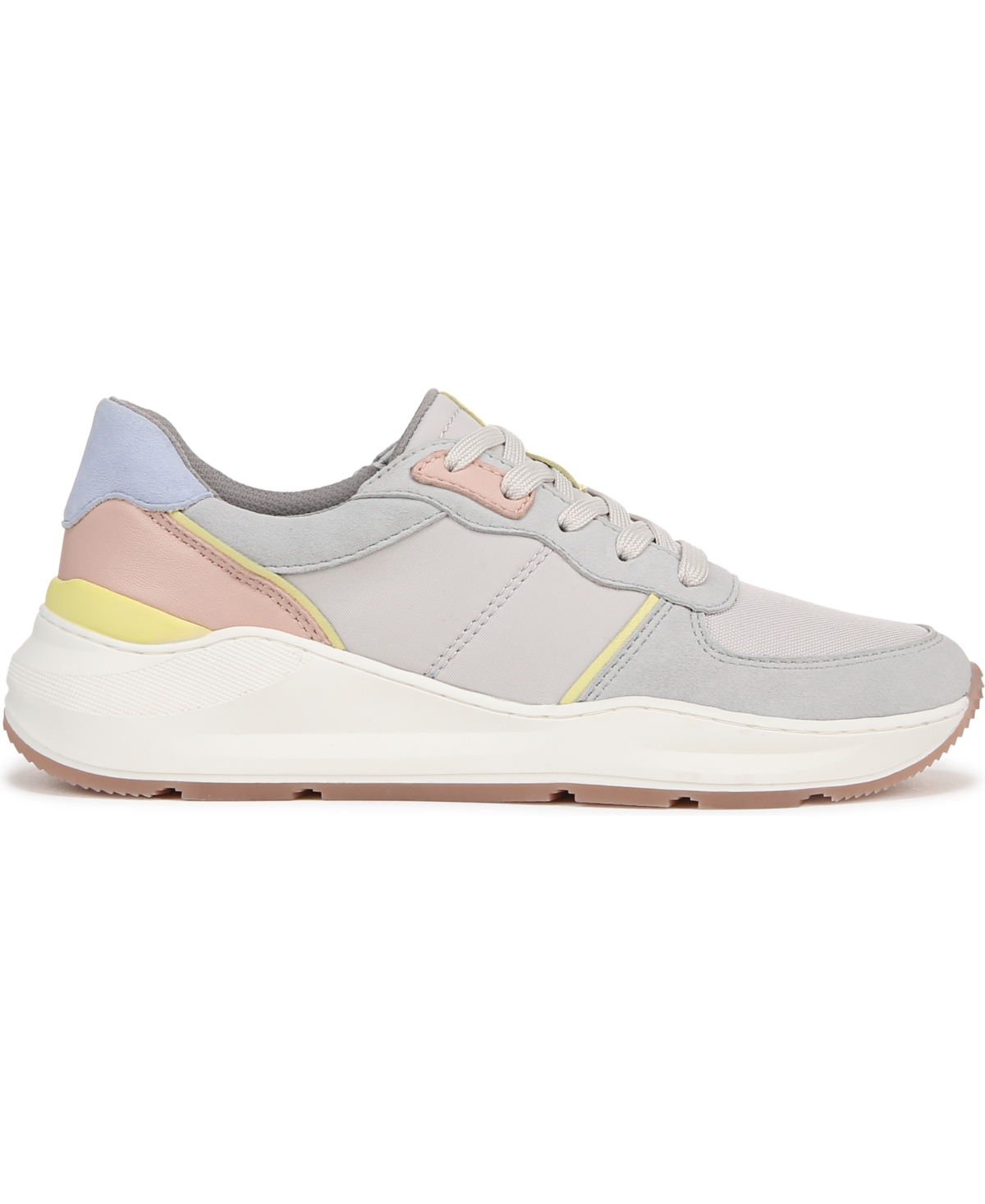Shop Naturalizer Women's Blossom Round Toe Lace Up Wedge Sneakers In Digital Mist Grey Leather,fabric