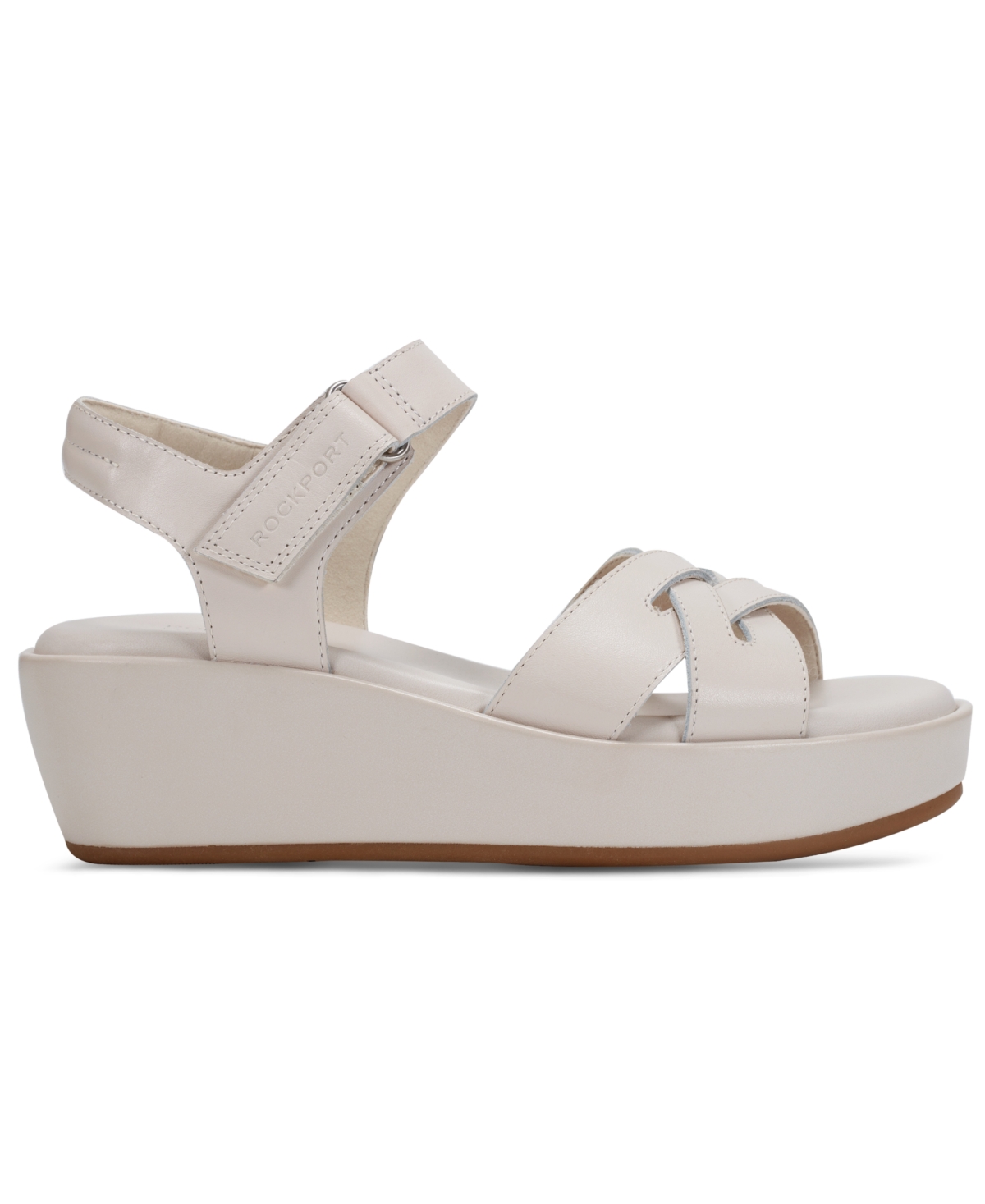 Shop Rockport Women's Amira Strappy Open Toe Casual Wedge Sandals In Ivory Leather