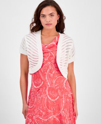 Robbie Bee - Petite Open-Front Short-Sleeve Bolero Shrug