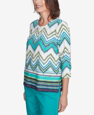 Petite Nantucket Pleated Neckline Chevron Top