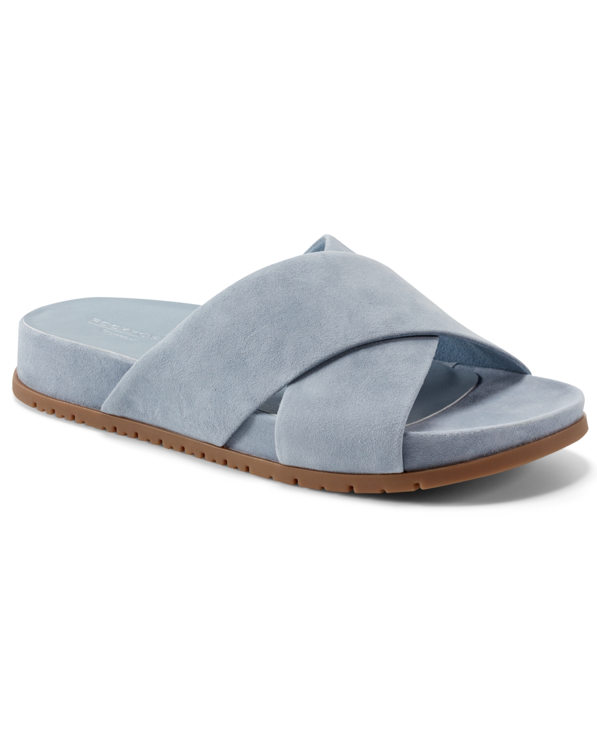 Shop Rockport Women's Leia Open Toe Casual Flat Sandals In Blue Suede