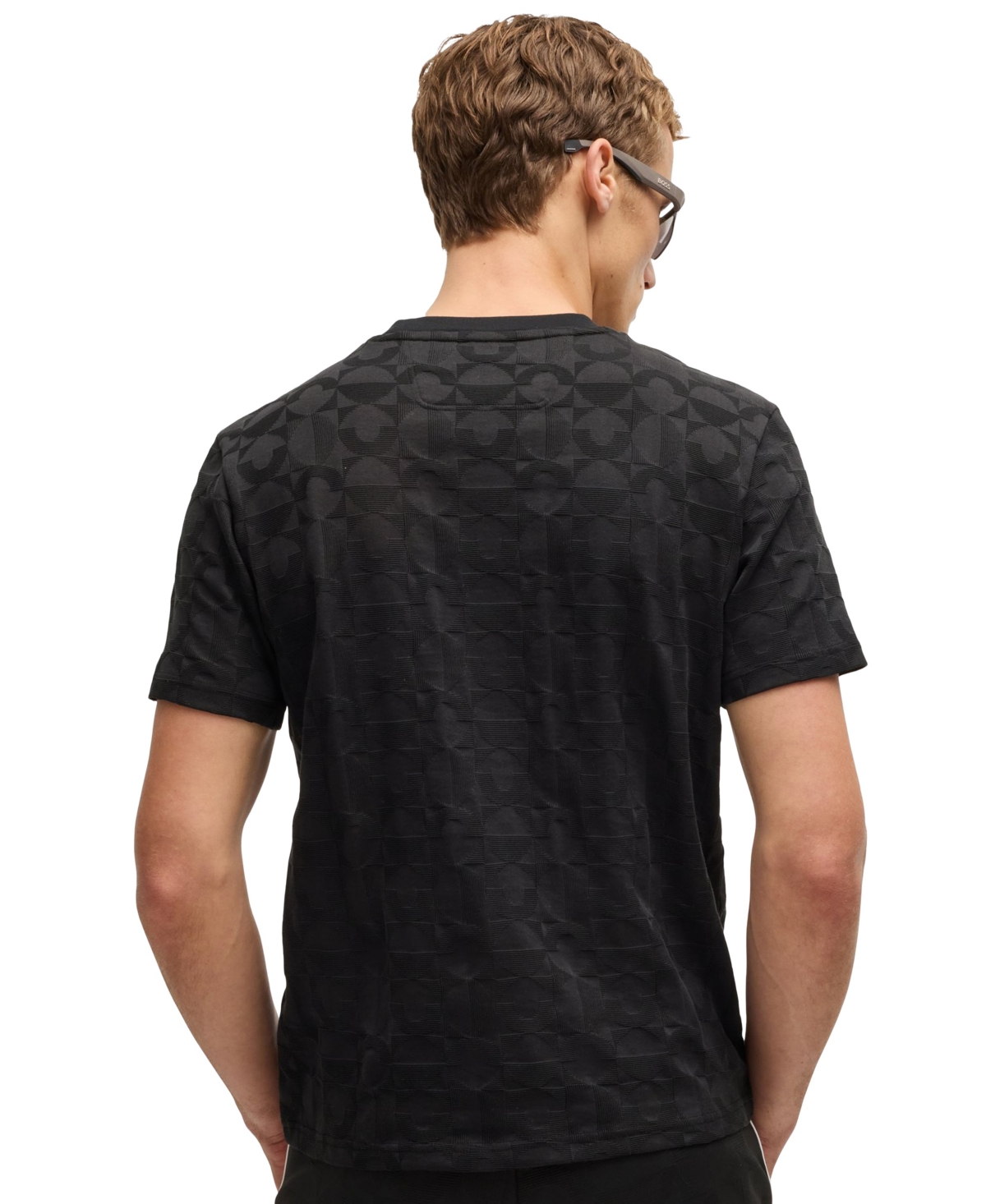 Hugo Boss Boss By  Men's Circle Jacquard Relaxed-fit T-shirt In Black