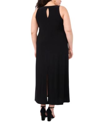 Plus Size Sleeveless Keyhole-Back Crewneck Maxi Dress