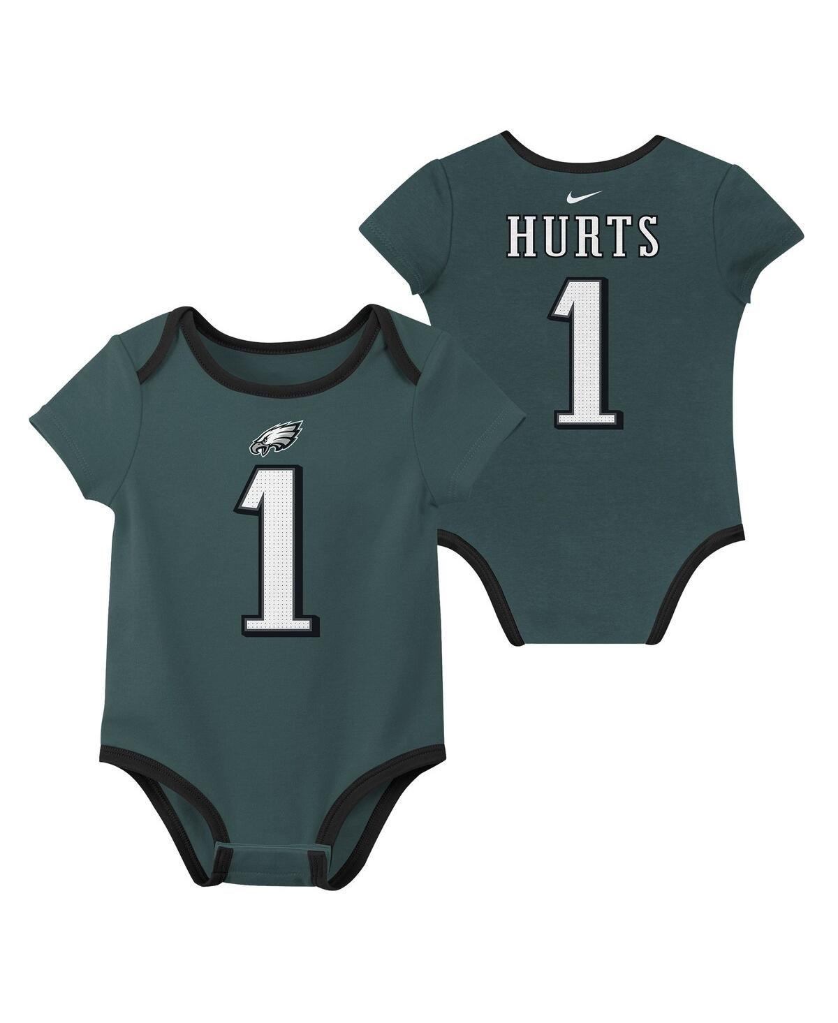 Shop Nike Baby Boys And Girls Jalen Hurts Philadelphia Eagles Name Number 3-pack Bodysuit Set In Green