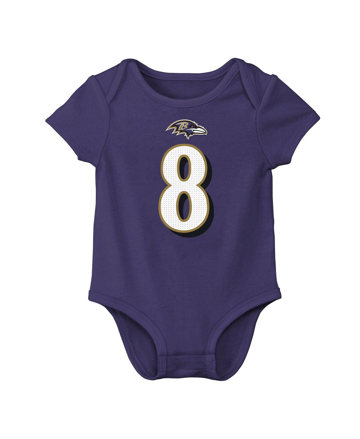 NIKE BABY BOYS AND GIRLS LAMAR JACKSON PURPLE BALTIMORE RAVENS PLAYER NAME NUMBER BODYSUIT 