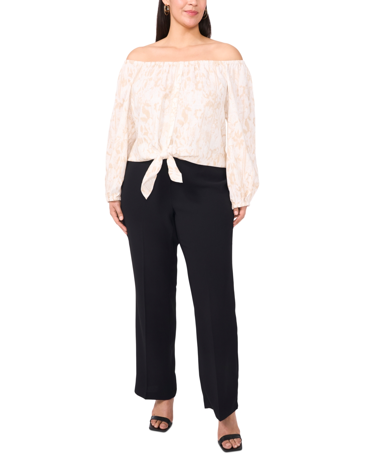 VINCE CAMUTO PLUS SIZE OFF-THE-SHOULDER TIE-HEM BLOUSE 