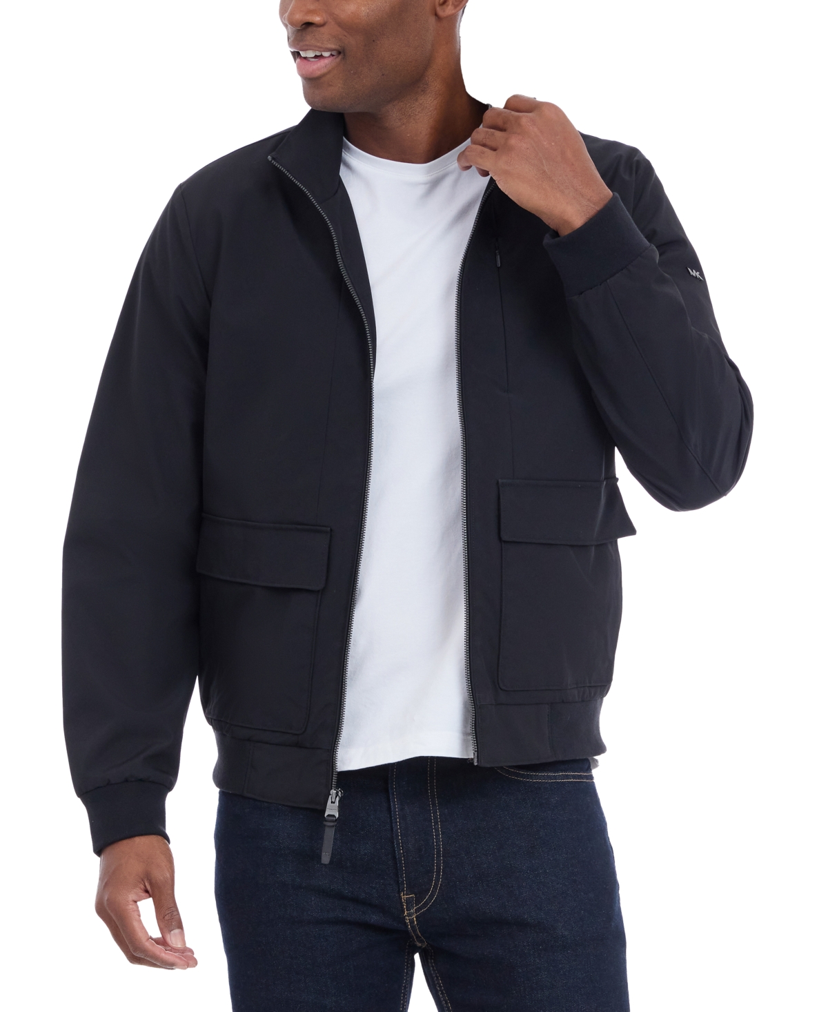 Michael Kors Men's Solid-color Stand-collar Hipster Jacket In Blue