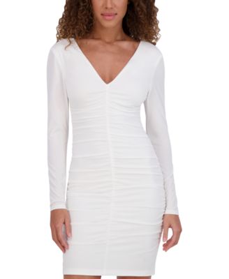Women's Long-Sleeve Ruched Bodycon Dress