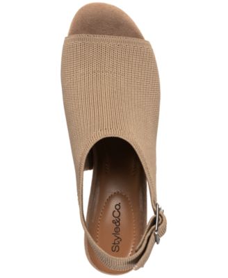 Women's Peyyton Slingback Knit Dress Block Heel Shooties, Exclusively at Macy's