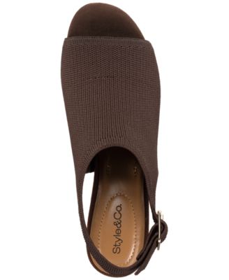 Women's Peyyton Slingback Knit Dress Block Heel Shooties, Exclusively at Macy's