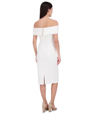 Eliza J Women's Embellished Off-Shoulder-Neck Sheath Dress