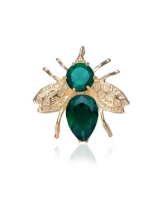 Sterling Silver with Colored Cubic Zirconia Bee Pin - Green