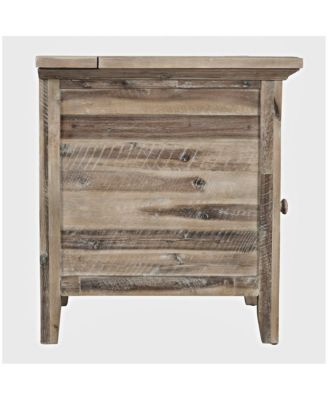 Rustic Shores Distressed Acacia USB Charging Chairside End Table