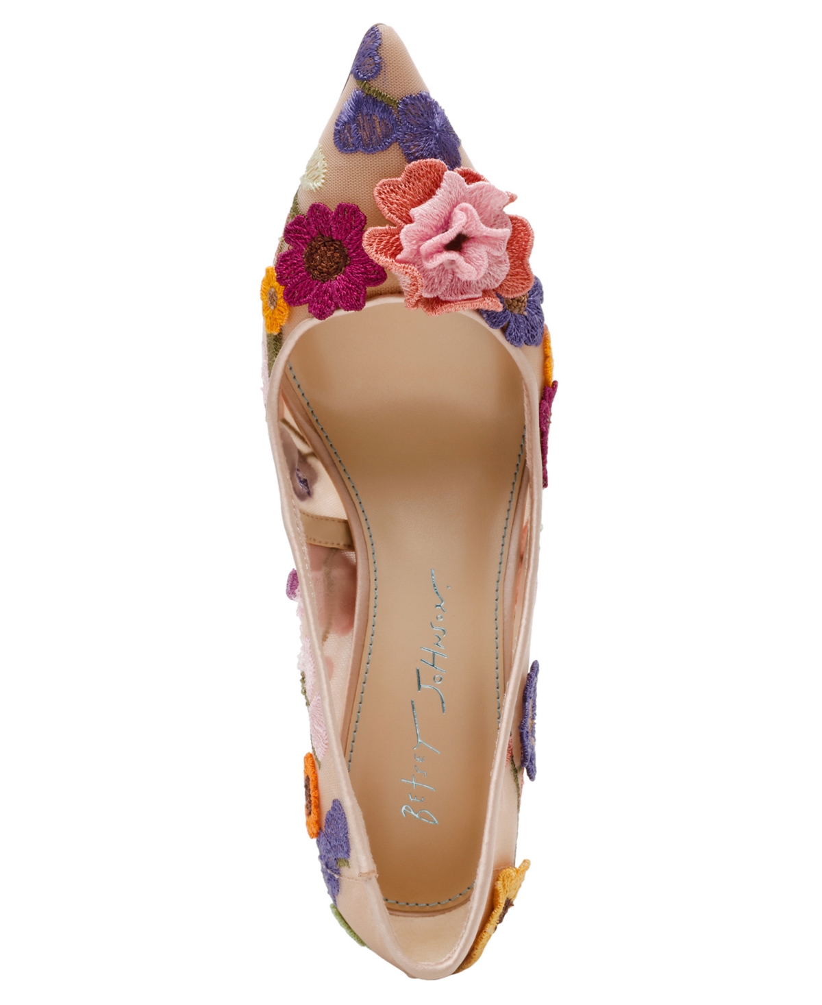 Shop Betsey Johnson Women's Aimey Floral Applique Mesh Pumps In Nude Floral