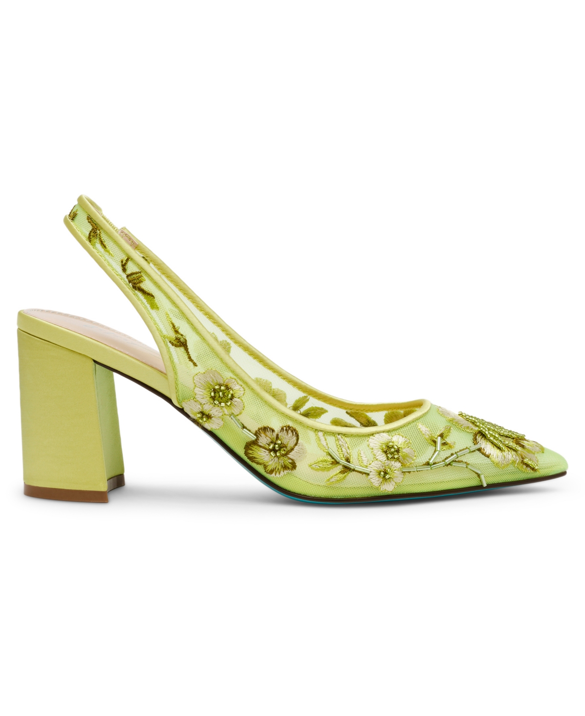 Shop Betsey Johnson Page Beaded Block Heel Pumps In Citron