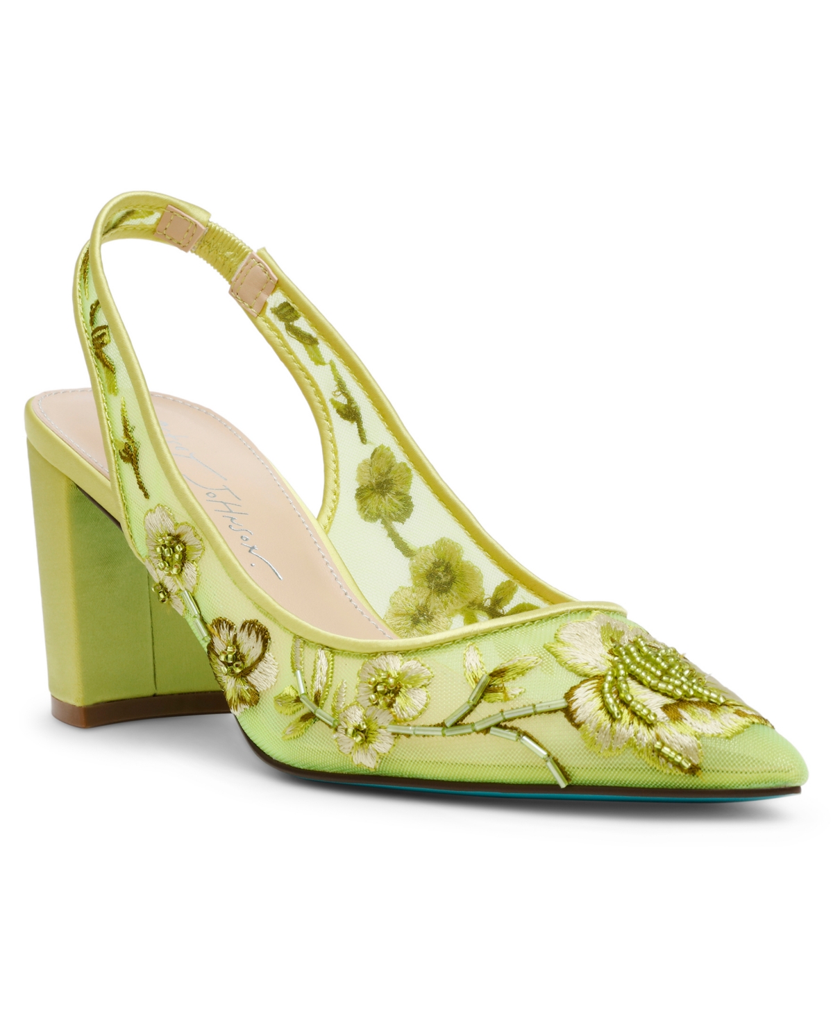 BETSEY JOHNSON PAGE BEADED BLOCK HEEL PUMPS 