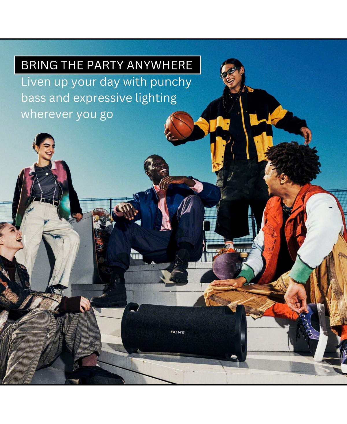 Sony Ult Field series Speaker - SRSULT70 (Black) with 6' Usb-c Braided Nylon Charge and Sync Cable and 10' Aux Cable bundle