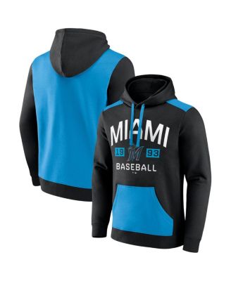 Fanatics - Men's Black/Blue Miami Marlins Chip In Team Pullover Hoodie