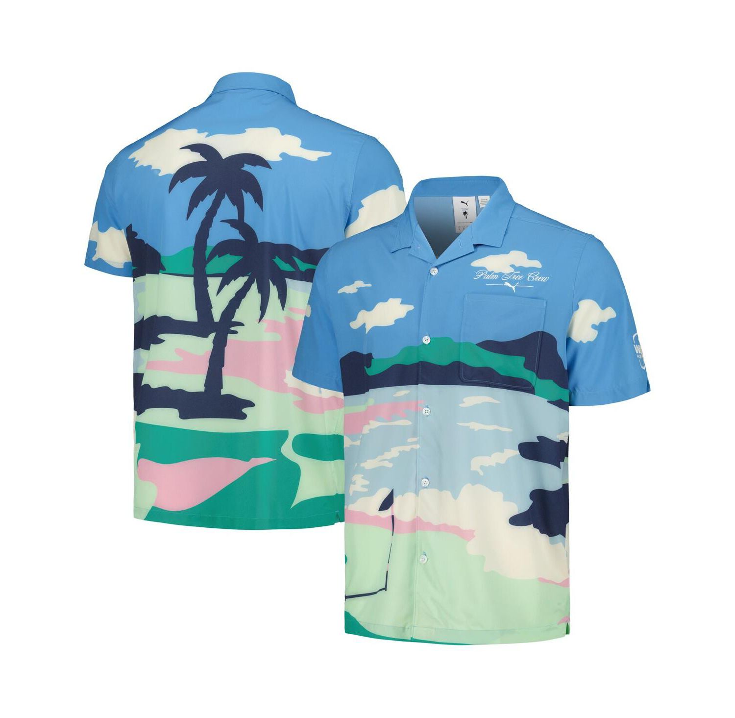 x PTC Men's Blue WM Phoenix Open Print MATTR Button-Up Shirt