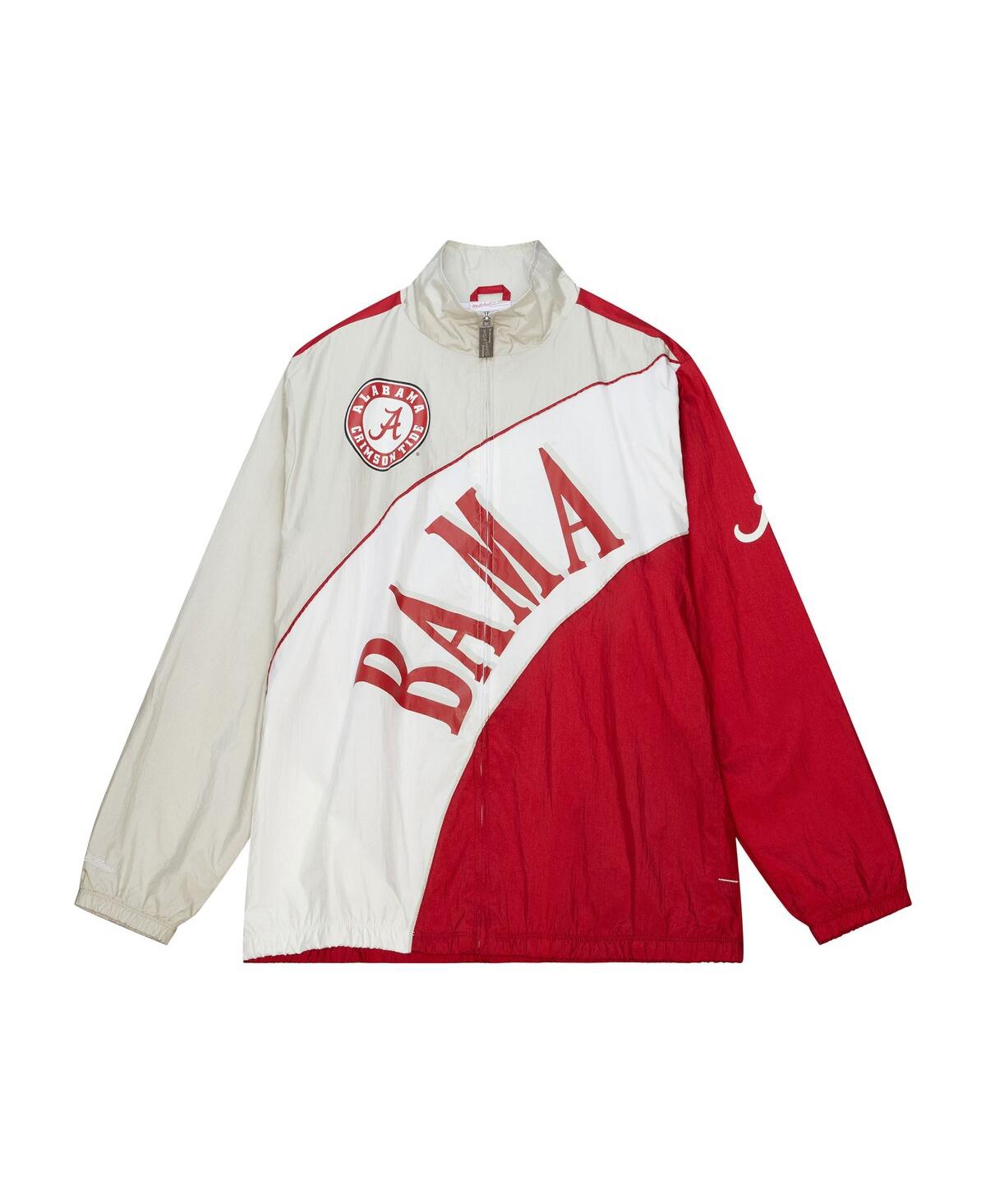 Mitchell & Ness Men's Crimson/cream Alabama Crimson Tide Arched Retro Lined Full-zip Windbreaker Jacket In Crimson,cream