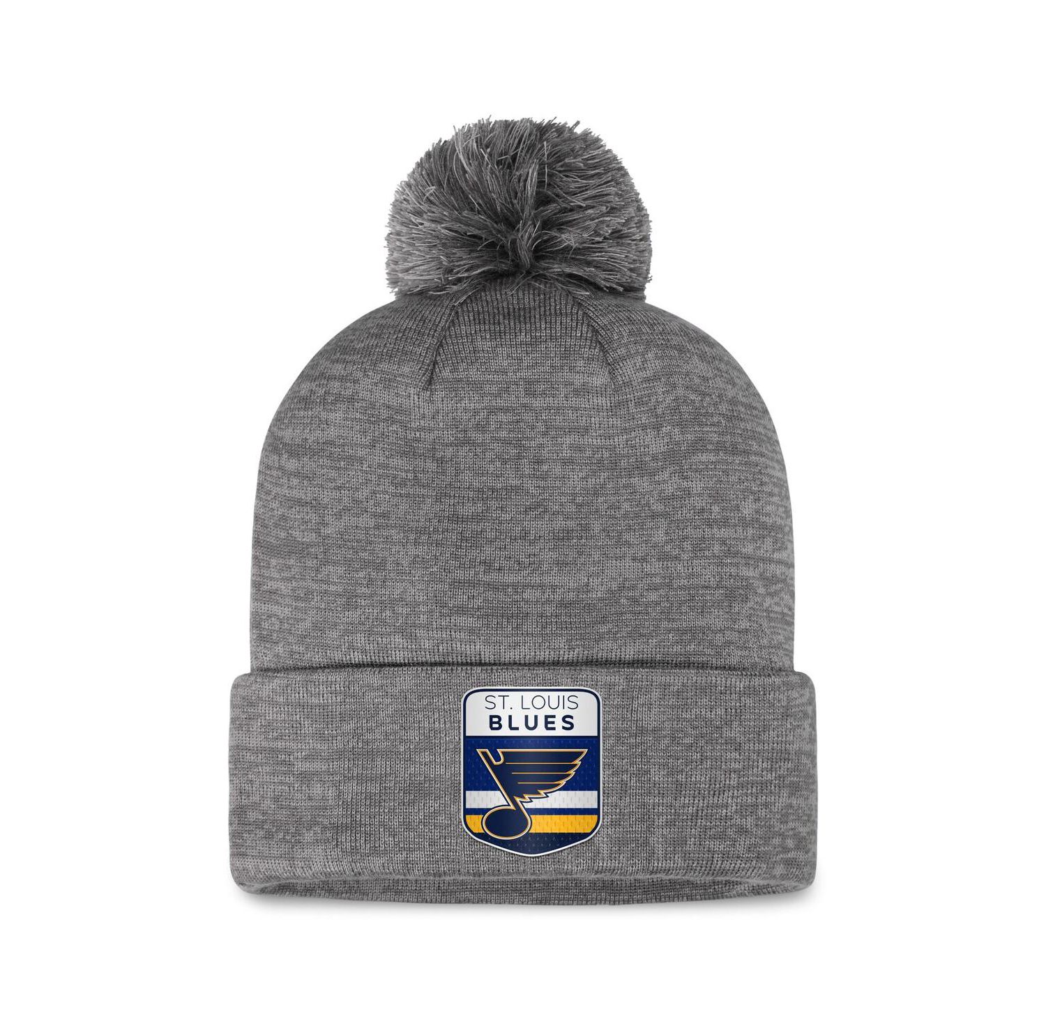 Men's Gray St. Louis Blues Authentic Pro Home Ice Cuffed Knit Hat with Pom