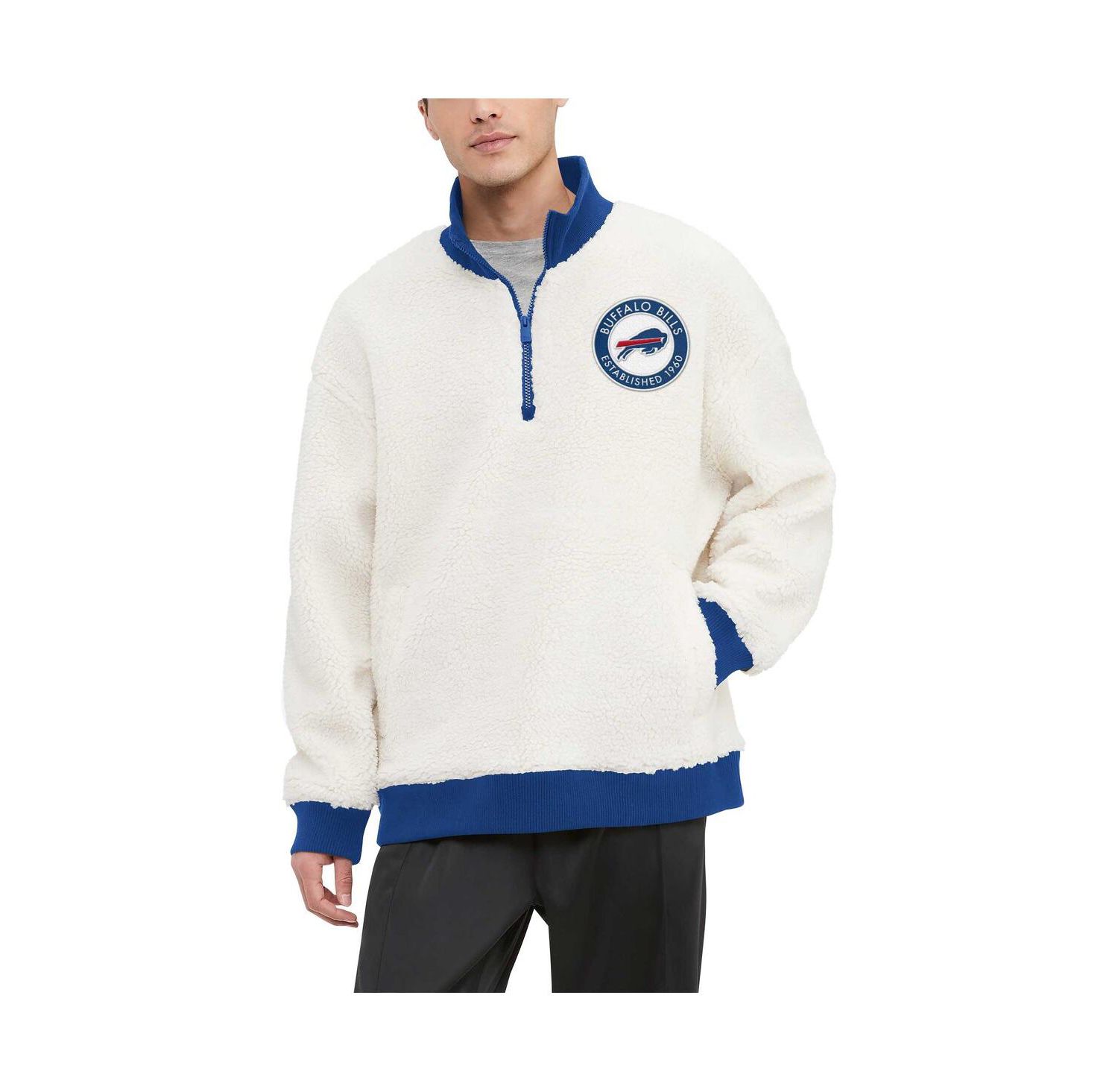 Men's Cream Buffalo Bills Jordan Sherpa Quarter-Zip Sweatshirt