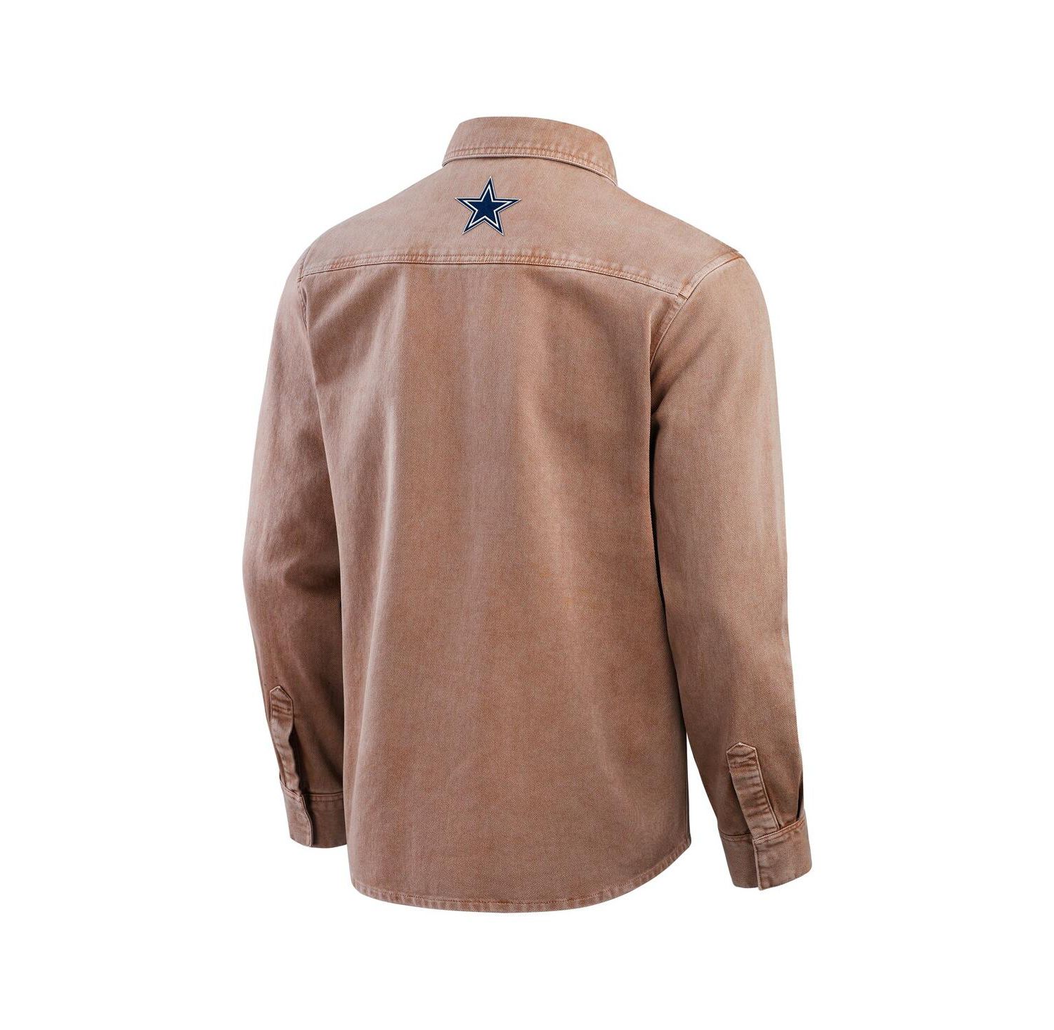 Men's Brown Dallas Cowboys Garment Dyed Long Sleeve Full Snap Shirt