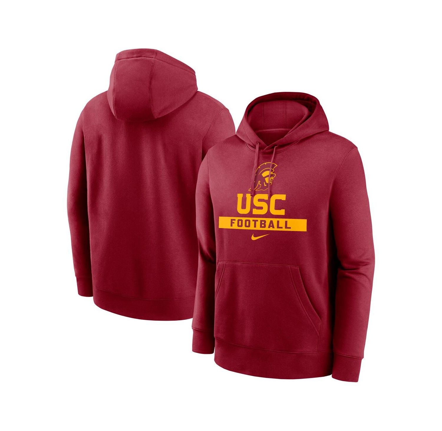 Men's Cardinal USC Trojans Football Stack Club Fleece Pullover Hoodie