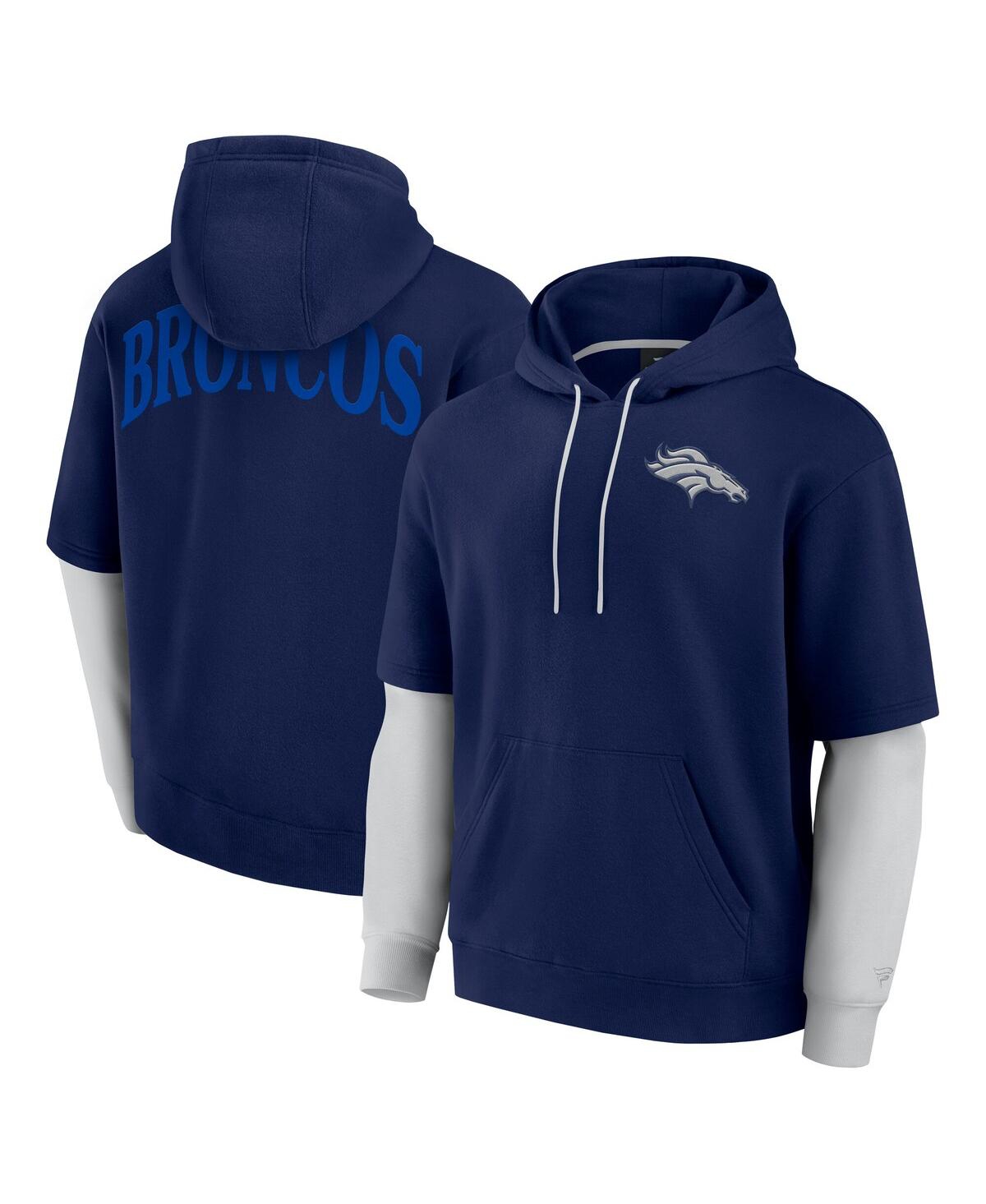 Fanatics Men's And Women's Navy Denver Broncos Sleek Elements Pullover Hoodie In Navy
