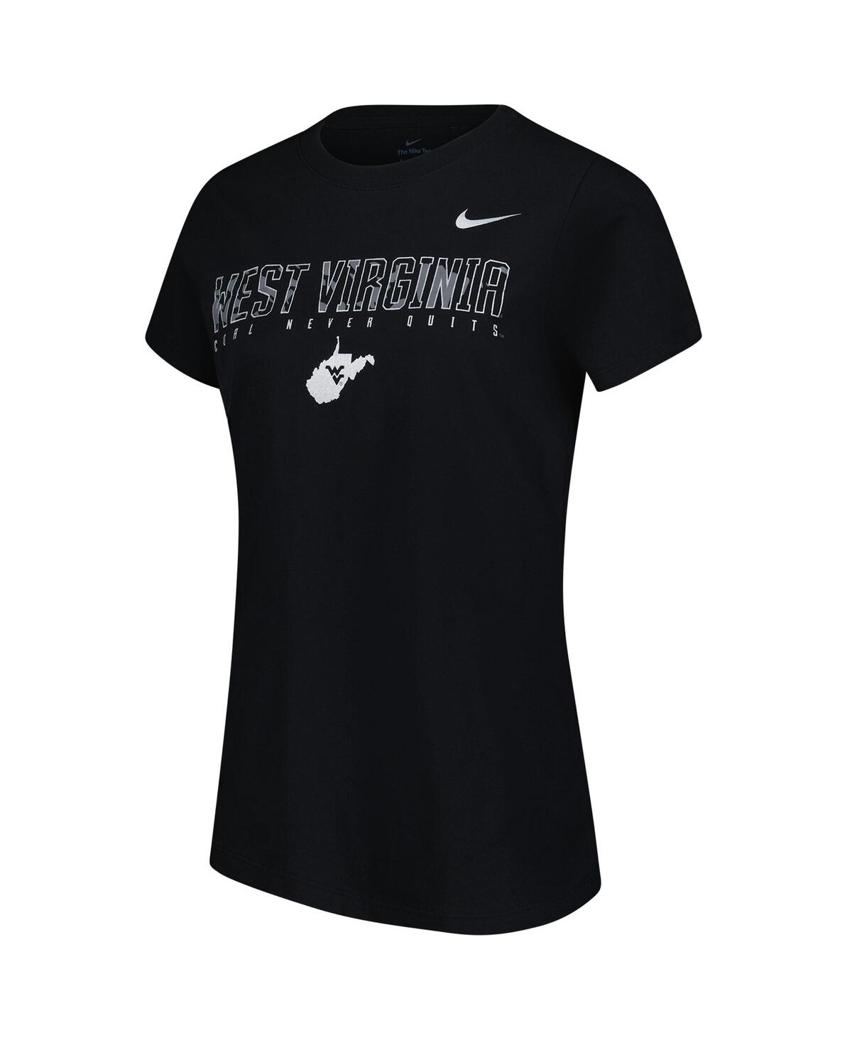 Nike Women's Black West Virginia Mountaineers Coal Never Quits T-shirt In Black