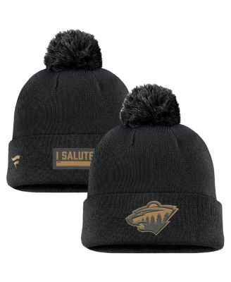 Fanatics - Men's Black Minnesota Wild Military Appreciation Cuffed Knit Hat with Pom