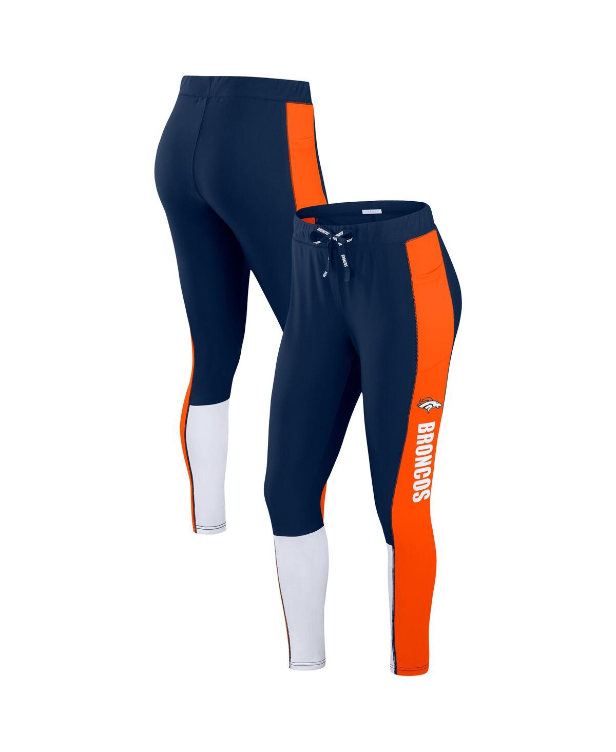 Women's Navy/Orange Denver Broncos Color-Block Leggings - Navy, Orange