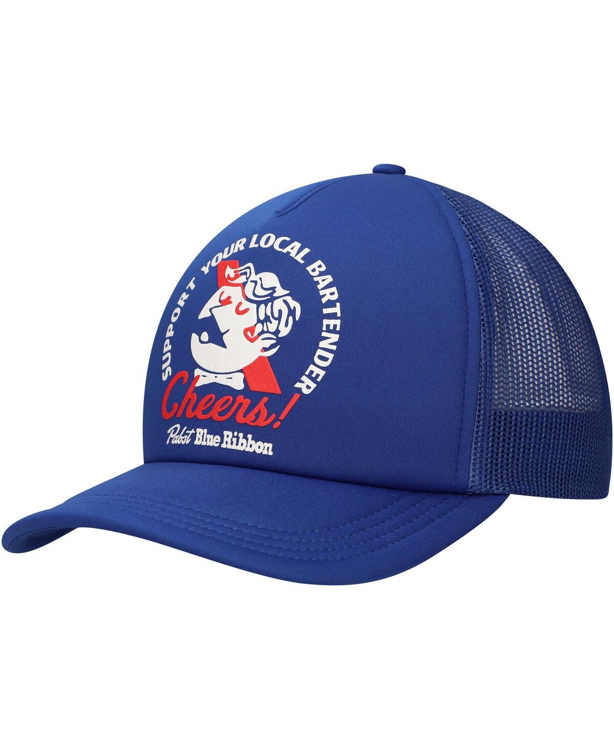 Men's Blue Pabst Blue Ribbon Bartender Foam Trucker Adjustable Hat - Blue