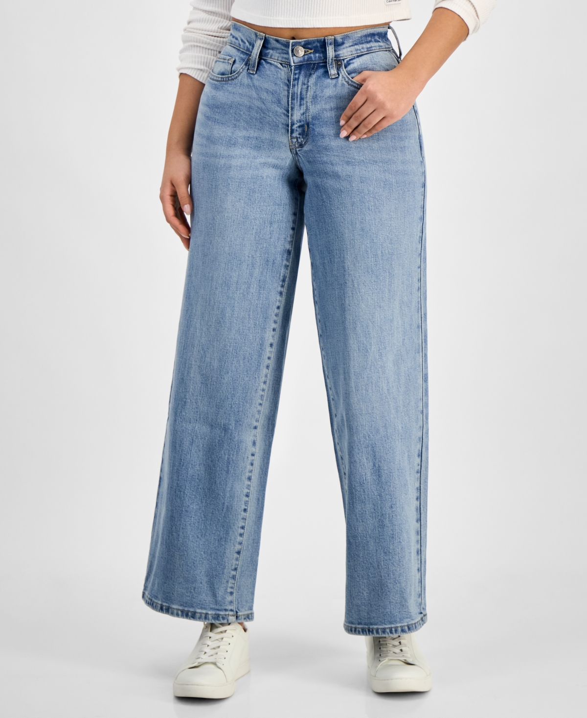 DKNY JEANS PETITE HOUSTON HIGH-RISE WIDE-LEG JEANS 