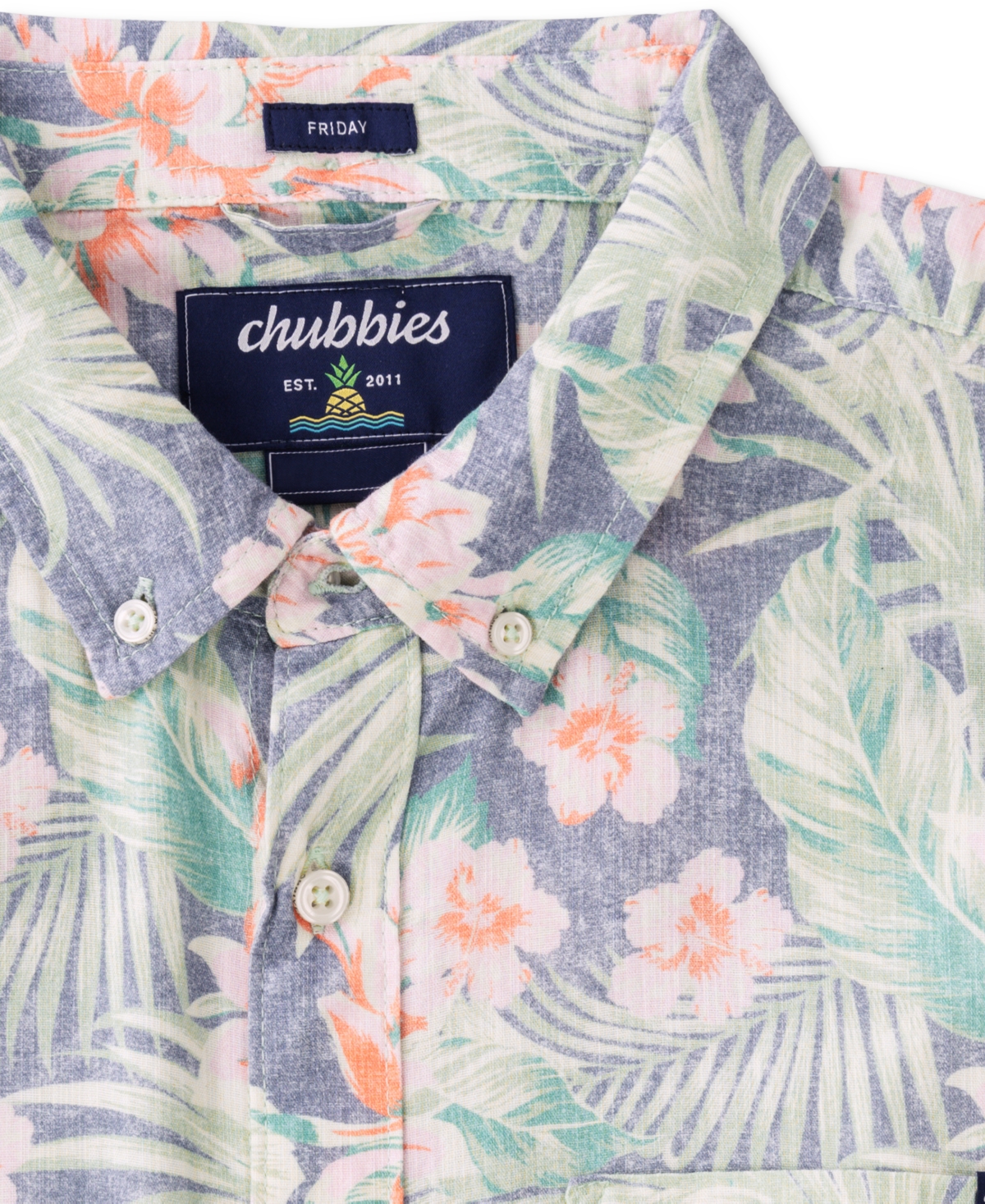 CHUBBIES MEN'S THE RESORT WEAR SHORT SLEEVE FLORAL PRINT BUTTON-DOWN SHIRT 