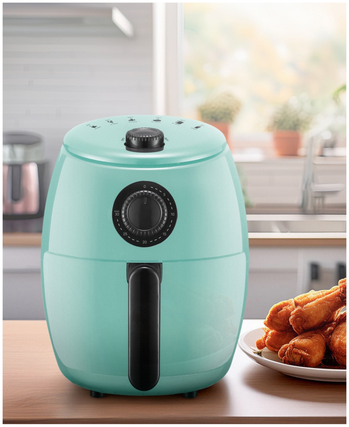 Elite Cuisine 2 Quart Compact Digital Hot Air Fryer In Mint