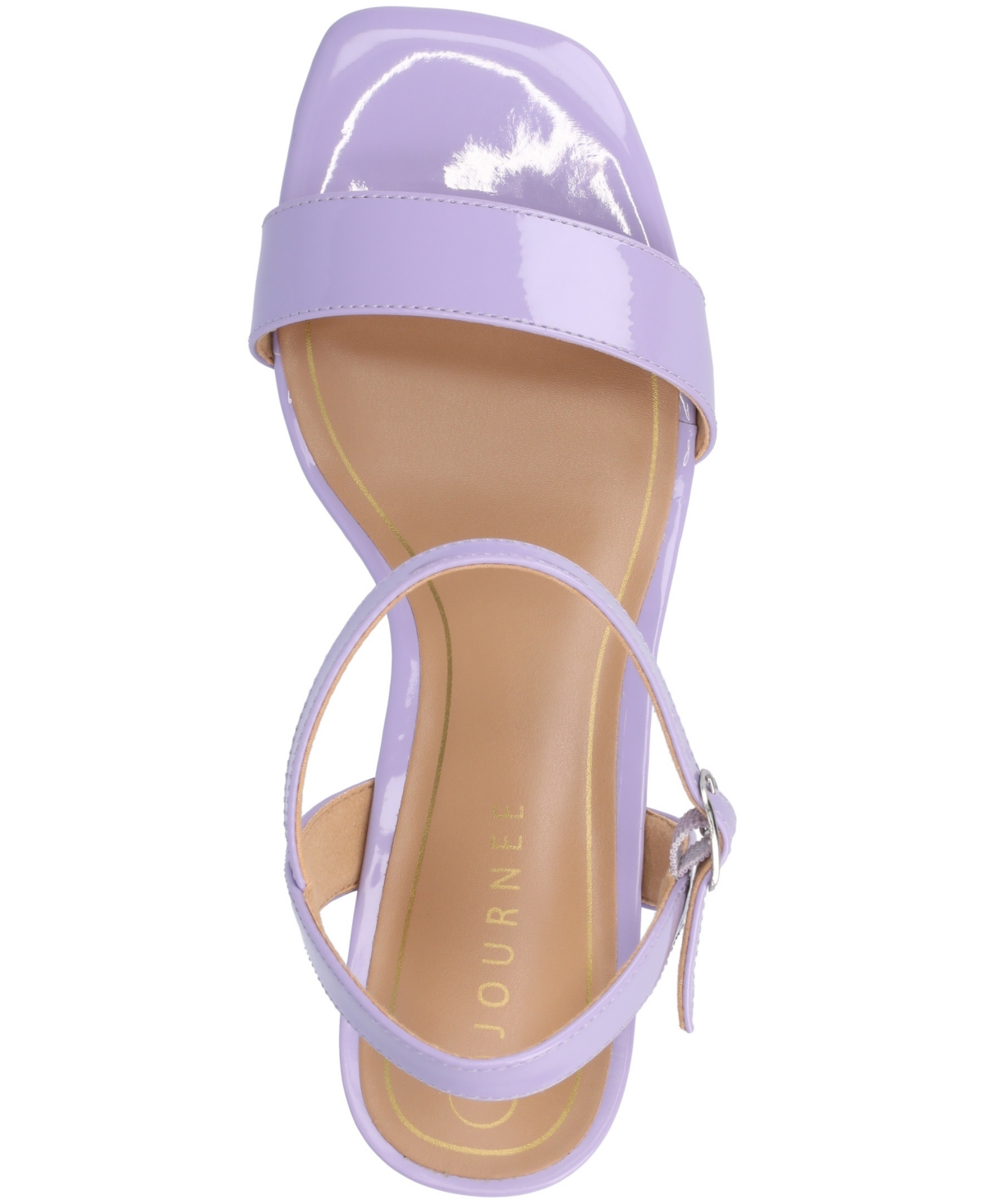 Journee Collection Women's Clayr Ankle Strap Wedge Sandals In Lilac Patent
