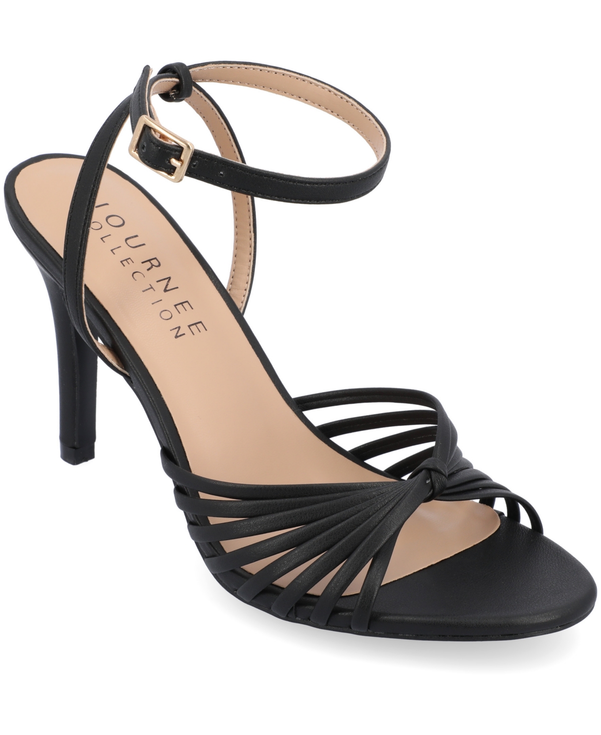 Journee Collection Vanita Womens Round Open Toe Stiletto Heel Pumps In Black